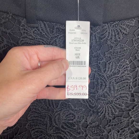 NWT- WHITE HOUSE BLACK HIGH RISE MARKET BLACK SLIM ANKLE LACE SLACKS SIZE 4R - Picture 6 of 10